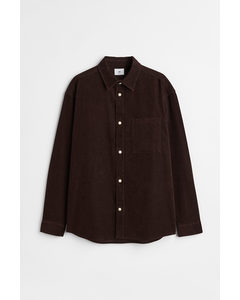 Relaxed Fit Corduroy Shirt Dark Brown
