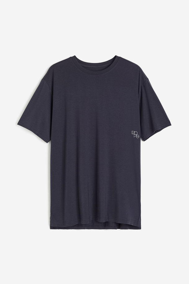 H&M DryMove™ Sport-T-Shirt in Loose Fit Stahlblau