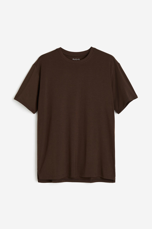 H&M DryMove™ Sport-T-Shirt in Loose Fit Dunkelbraun