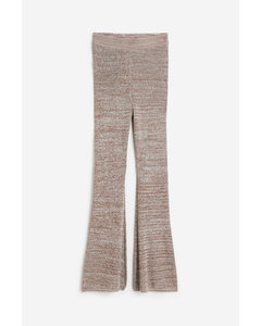 Knitted Silk-blend Trousers Brown Marl