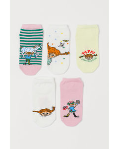 5-pack Shaftless Socks Light Pink/pippi Longstocking