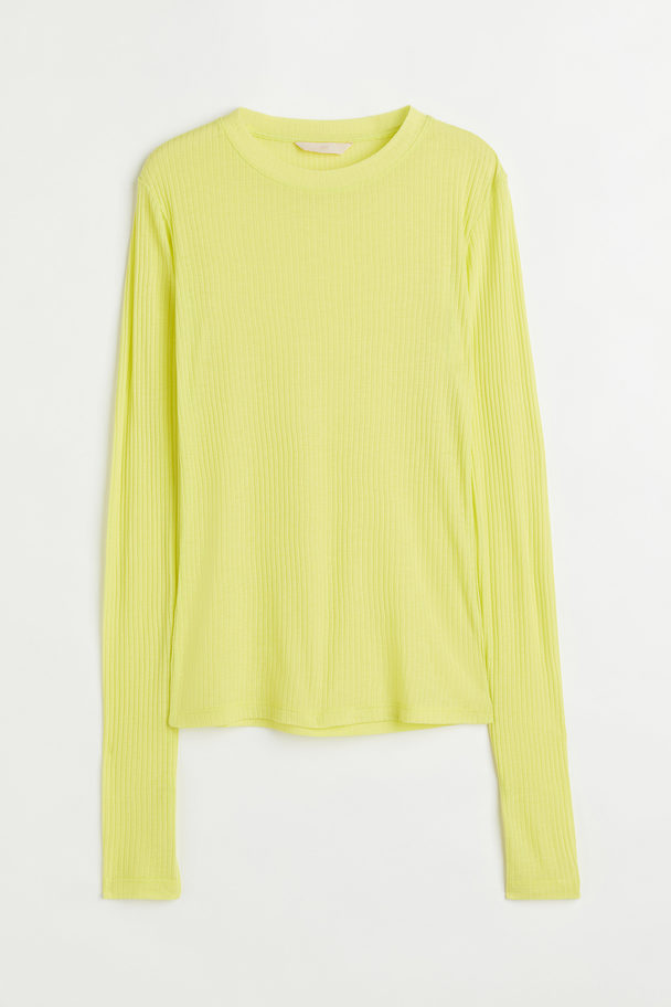 H&M Geripptes Shirt Gelb