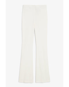 Fluffy Knit Flared Trousers White