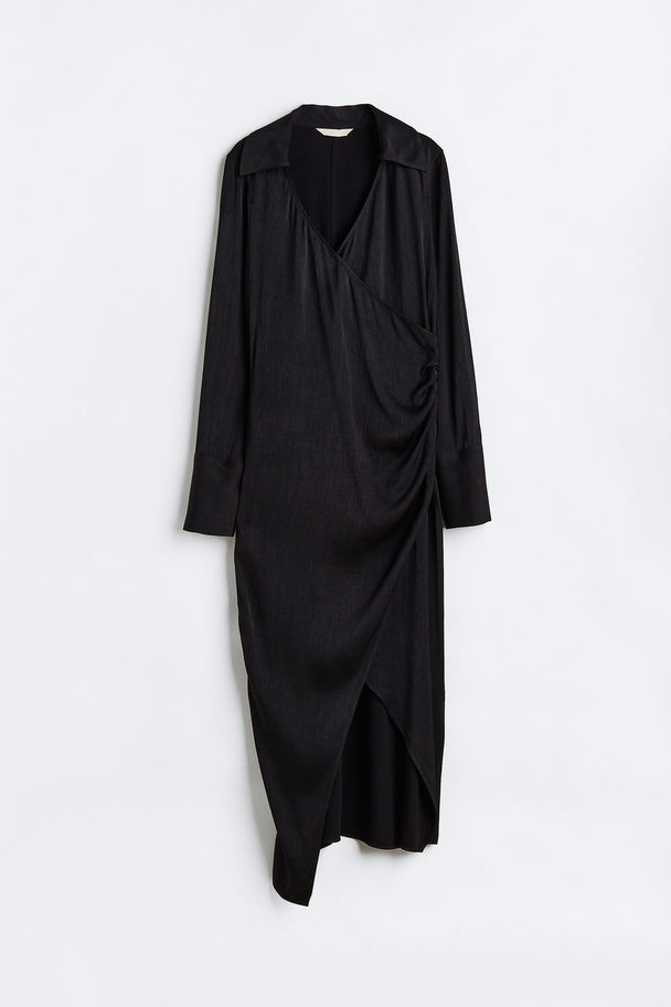 H&M Long Wrapover Dress Black