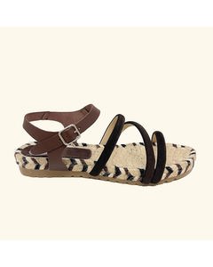 Patmos Brown Leather And Split Leather Flat Sandals