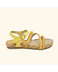 Patmos Yellow Leather And Split Leather Flat Sandals