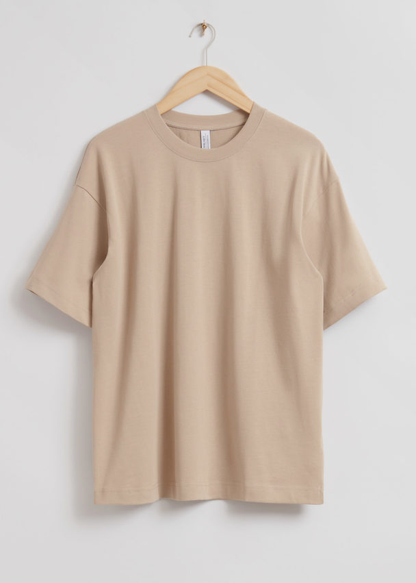 & Other Stories Oversized Cotton Jersey T-shirt Dusty Beige