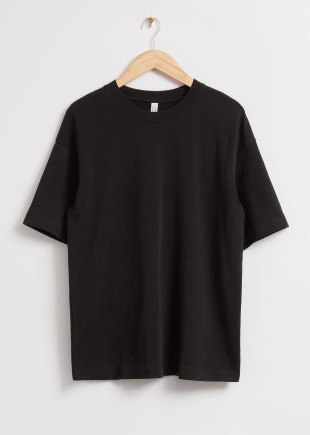 & Other Stories Oversized Cotton Jersey T-shirt Black