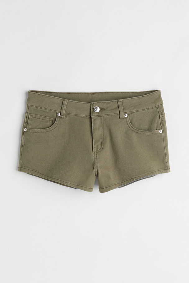 H&M Low-waisted Twill Shorts Khaki Green