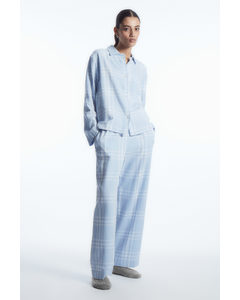 Checked Flannel Pyjama Set Light Blue / White / Checked