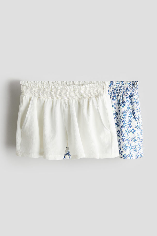 H&M 2-pack Dra-på-shorts Blå/mönstrad