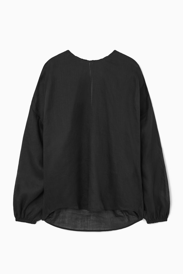 COS Tie-back Ramie Blouse Black