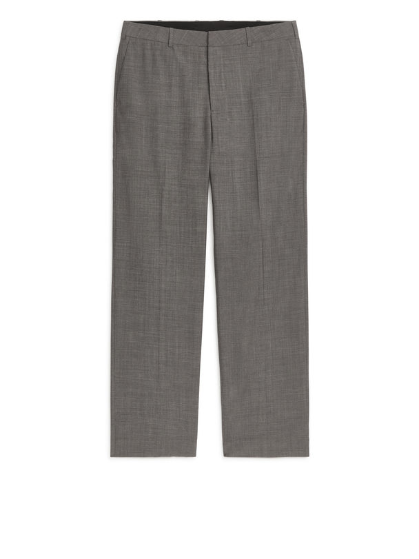 ARKET Straight Wool Trousers Grey