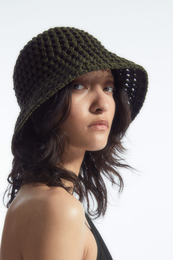 COS Crochet Bucket Hat Dark Khaki