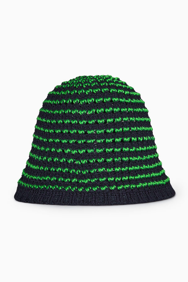 COS Crochet Bucket Hat Navy / Green
