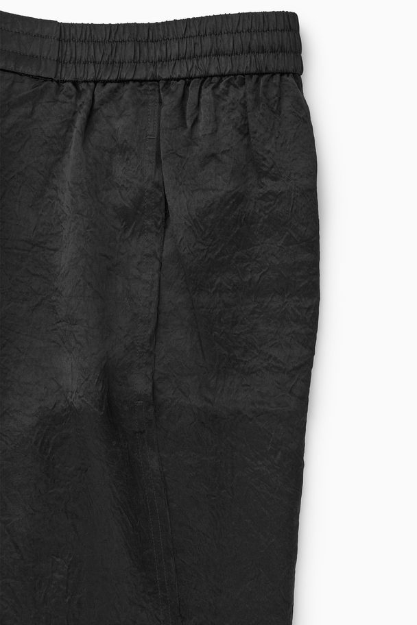 COS Straight-leg Crinkled-satin Trousers Black