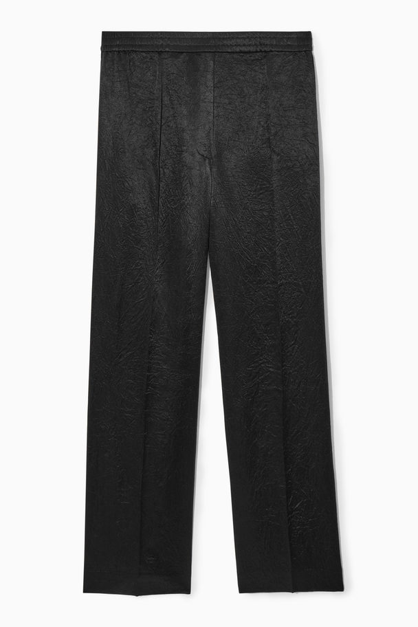 COS Straight-leg Crinkled-satin Trousers Black