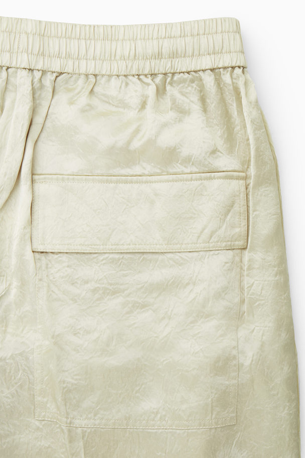COS Straight-leg Crinkled-satin Trousers Cream