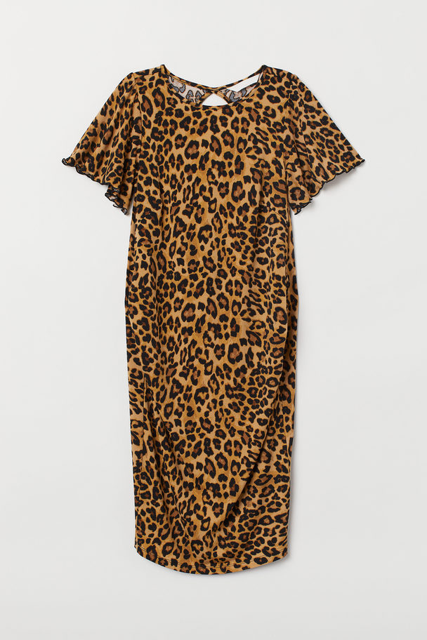 H&M MAMA Gemustertes Kleid Beige/Leopardenmuster