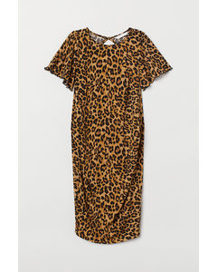 MAMA Gemustertes Kleid Beige/Leopardenmuster