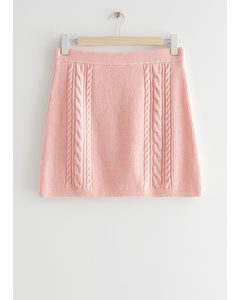 Cable Knit Mini Skirt Pink