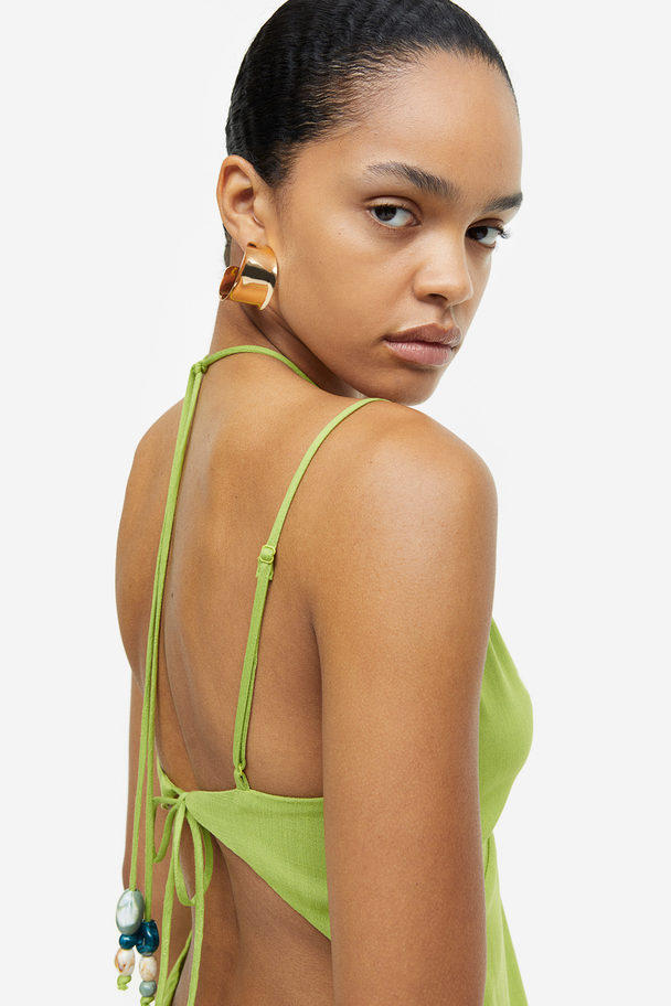 H&M Slipkleid mit Perlendetail Olivgrün