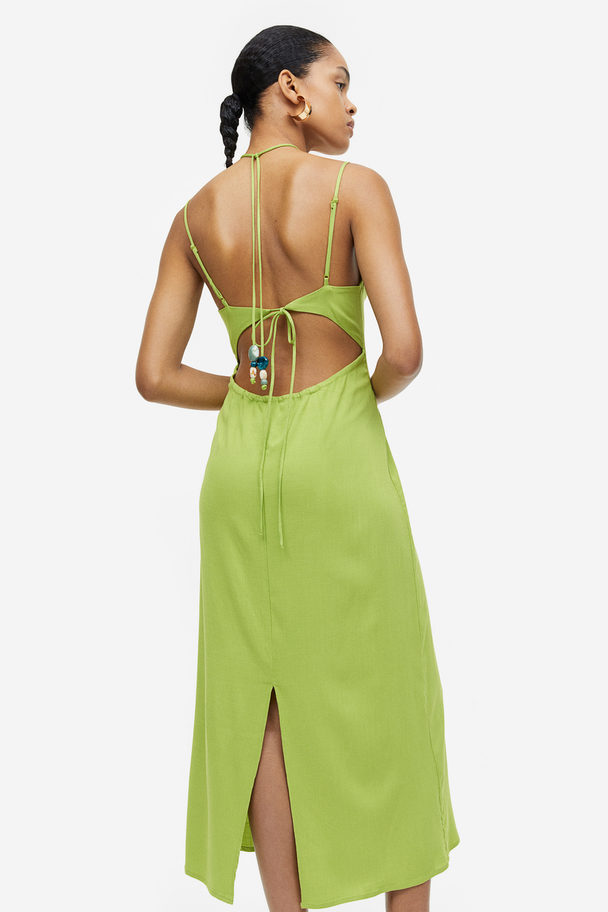 H&M Slipkleid mit Perlendetail Olivgrün