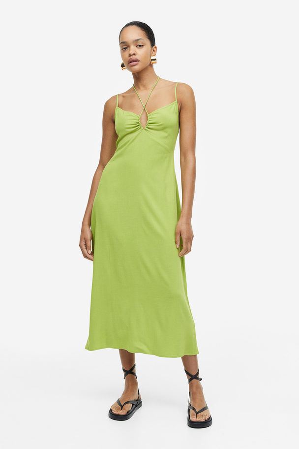 H&M Slip In-kjole Med Perler Olivengrønn