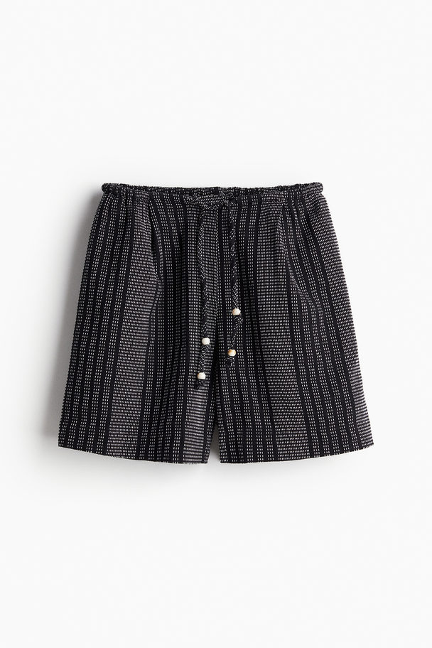 H&M Bundfaltenshorts Schwarz/Nadelstreifen