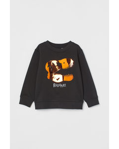 Sweatshirt mit Motiv Dunkelgrau/Dinosaurierskelette
