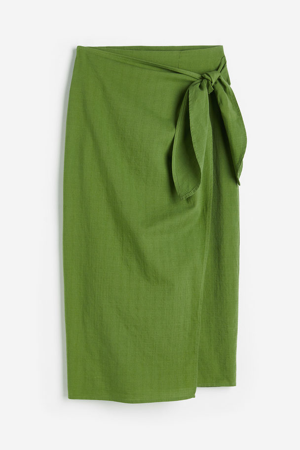 H&M Cotton Wrap Skirt Green