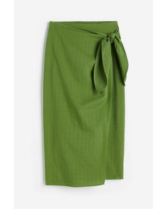 Cotton Wrap Skirt Green