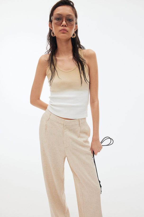 H&M Elegante Hose aus Leinenmix Hellbeige