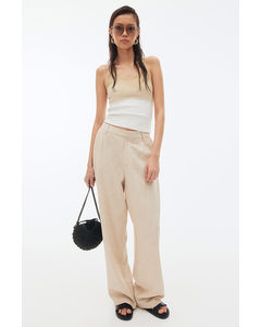 Elegante Hose aus Leinenmix Hellbeige