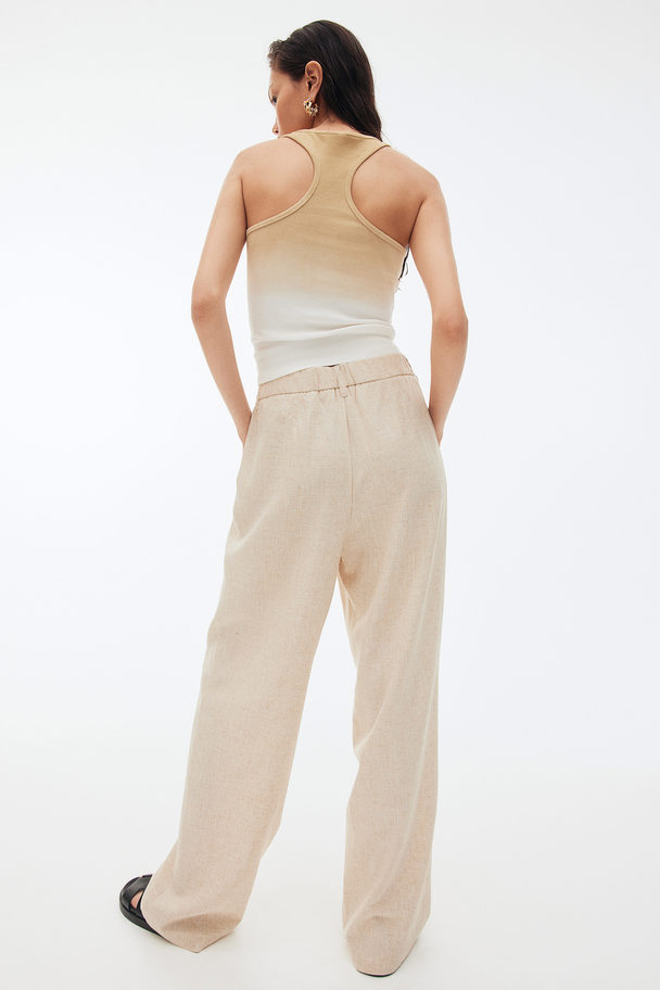 H&M Elegante Hose aus Leinenmix Hellbeige