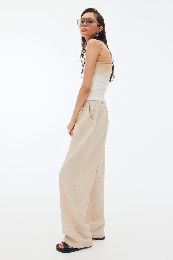 H&M Elegante Hose aus Leinenmix Hellbeige