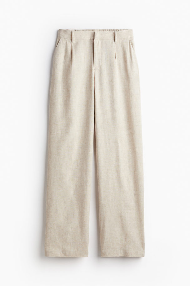 H&M Elegante Hose aus Leinenmix Hellbeige