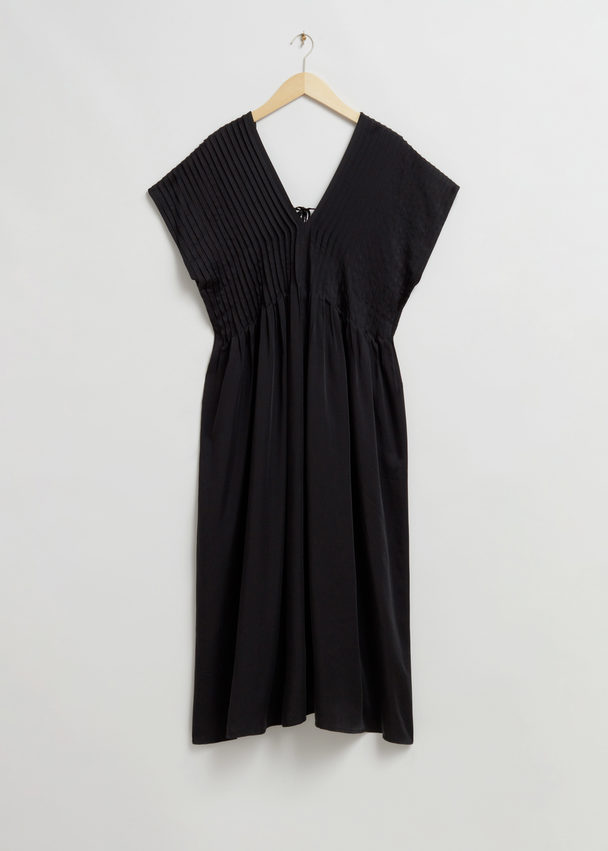 & Other Stories Pleated Midi Dress Black