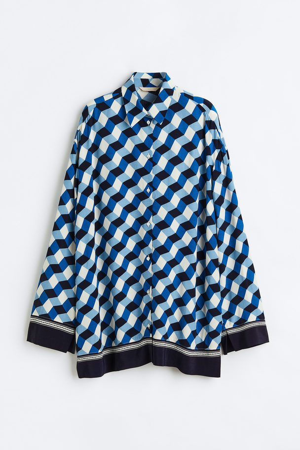 H&M Overhemdblouse Met Dessin Helderblauw/dessin