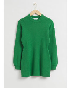 Ribbed Hour Glass Silhouette Jumper Green