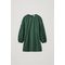 Volume Sleeve Waisted Dress Emerald Green