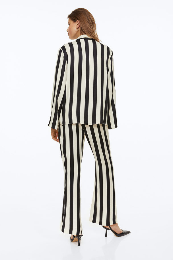 H&M Satin Trousers Black/cream Striped