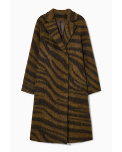 Tiger-print Wool Coat Brown / Tiger Print
