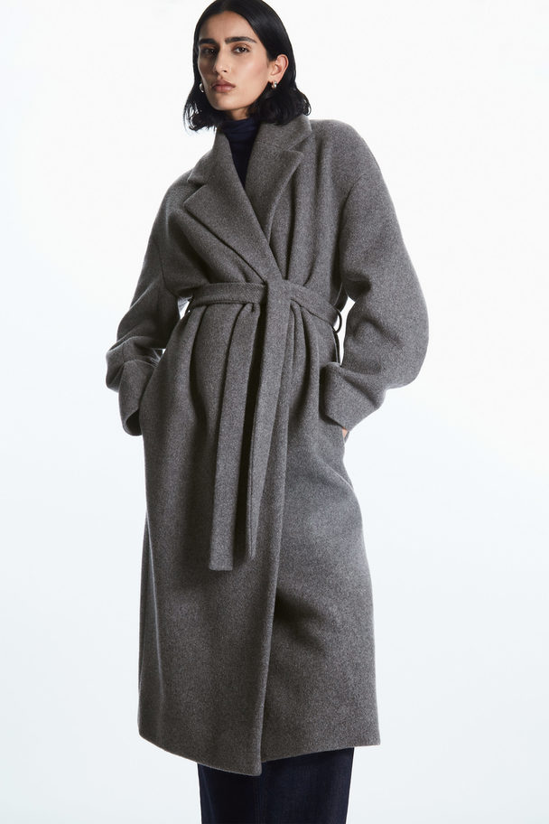 COS Belted Wool-blend Coat Grey
