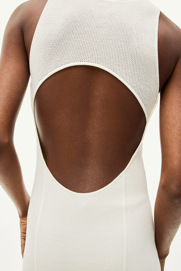 H&M Ribgebreide Open-backjurk Roomwit