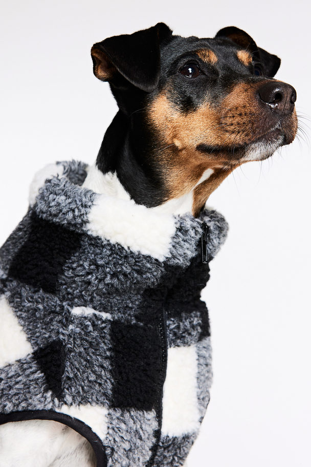 H&M Hundejacke aus Teddyfleece Weiß/Kariert