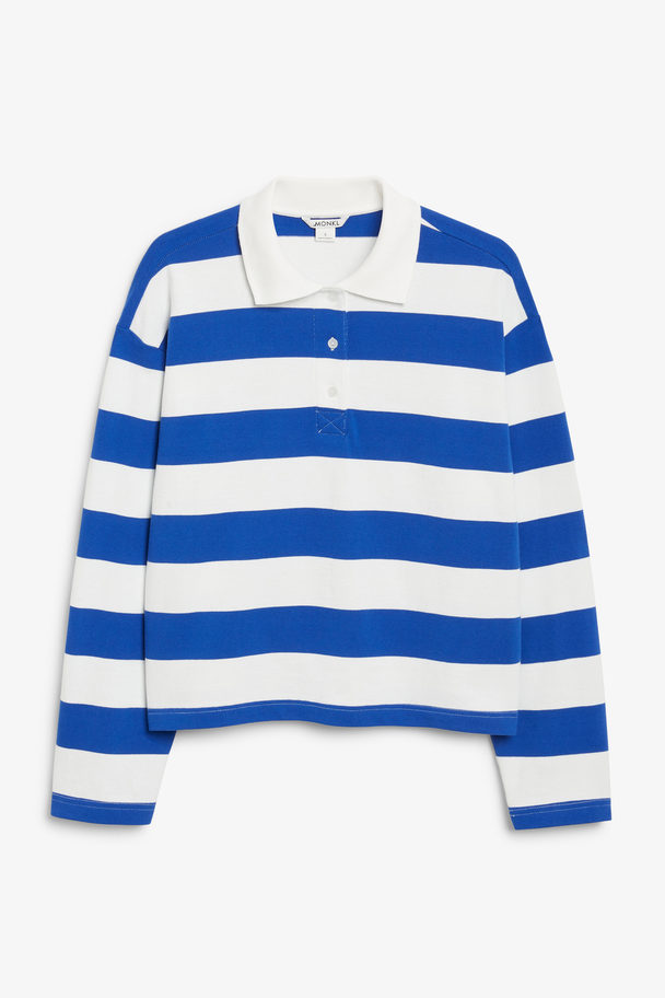 Monki Blue Striped Rugby Shirt Blue Striped