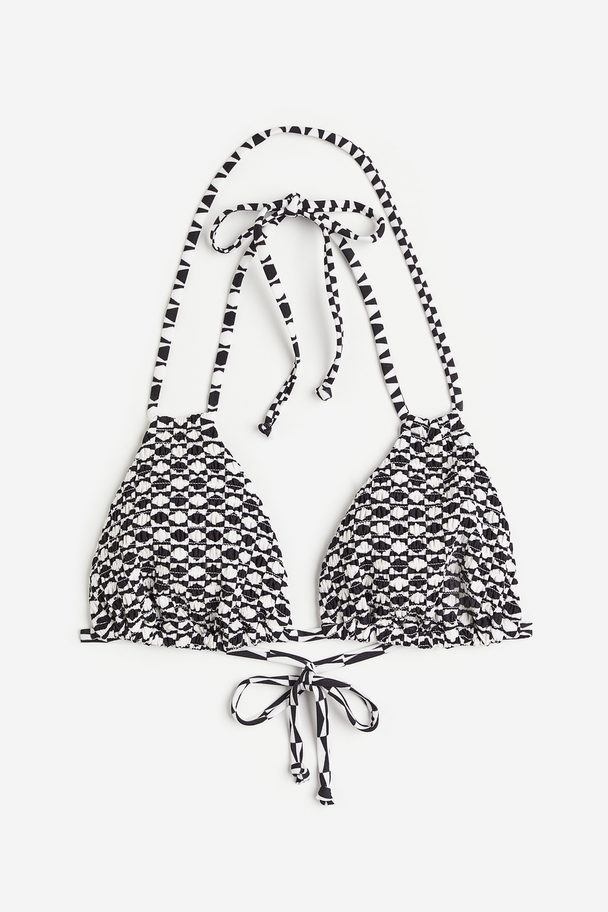 H&M Padded Triangle Bikini Top Black/patterned