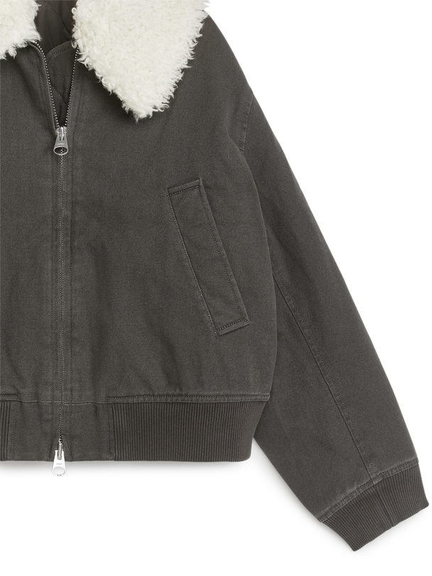 ARKET Faux Fur-trimmed Liner Jacket Washed Black