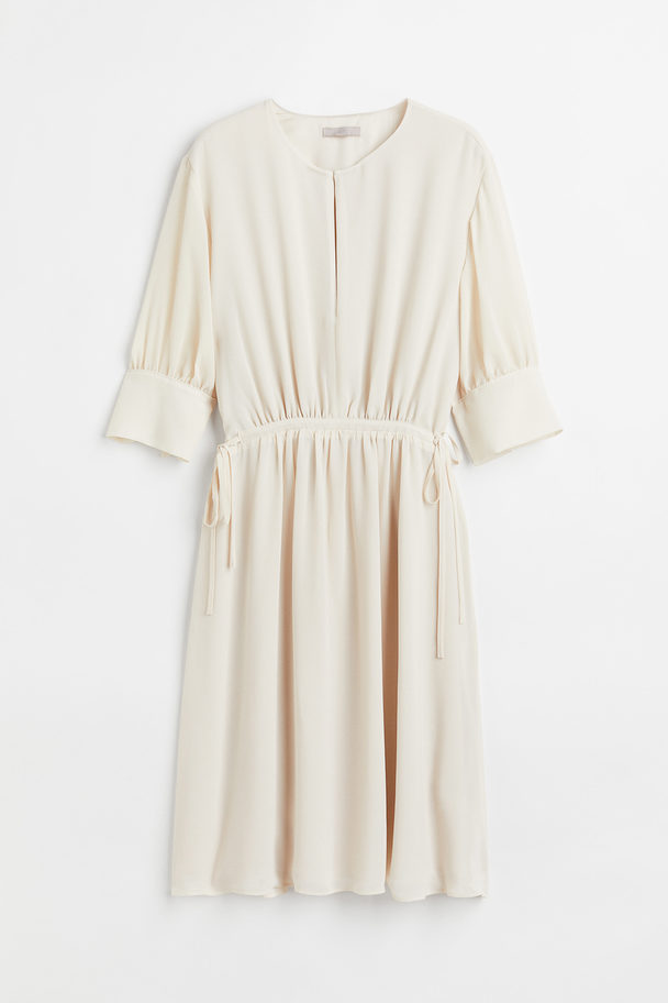 H&M Chiffon Drawstring-waist Dress Cream